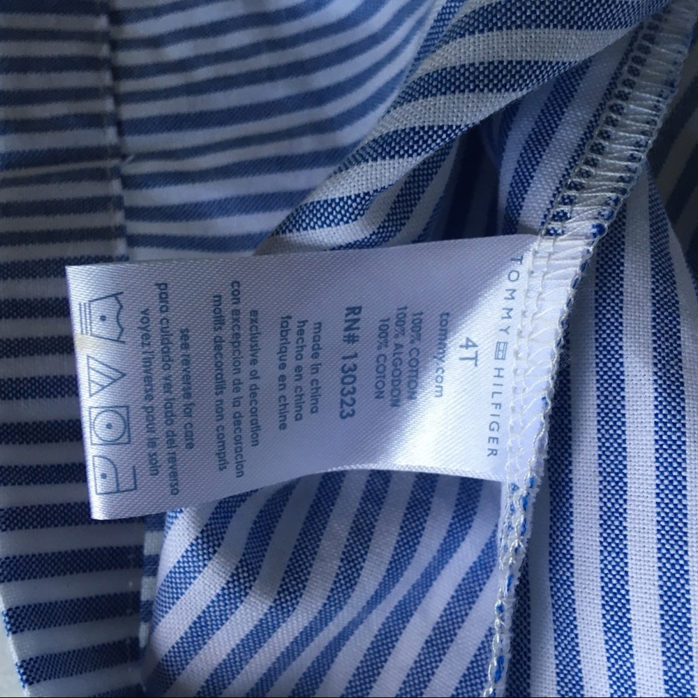 New Tommy Hilfiger 4T girl blue white Strip Dress - Picture 6 of 7